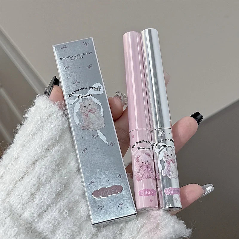 QIBEST Silk Fiber Matte Mascara Makeup Ultra-Fine Brush Lengthens Eyelash Waterproof Fast Dry Brown Black Curling Mascara Rimel Peaceful Pleasures Health and Wellness