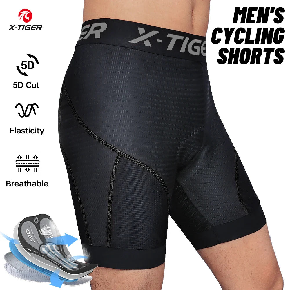 X-TIGER Men's Gel Pad Cycling Shorts – Breathable MTB Underwear