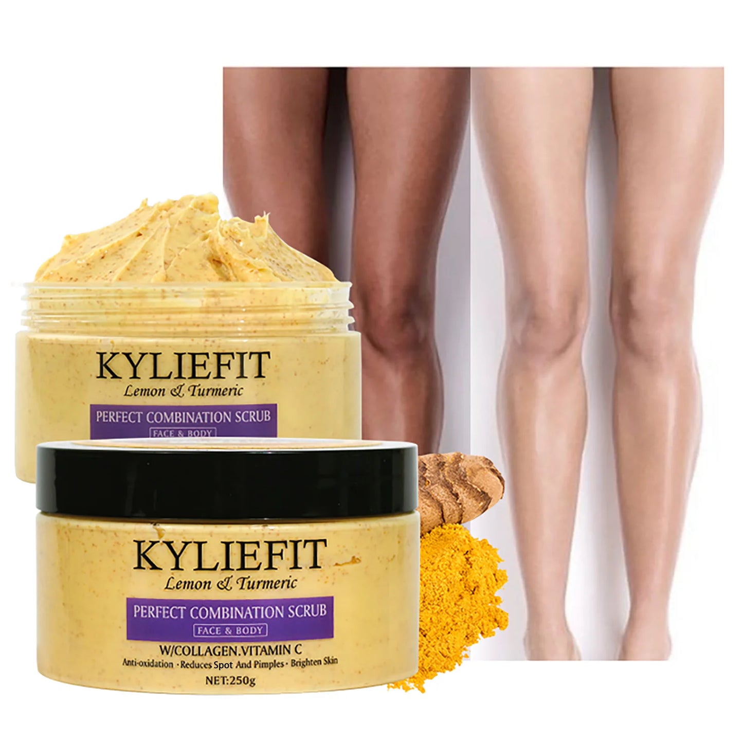 AILKE Turmeric & Lemon Face Body Scrub – Brightening 250g