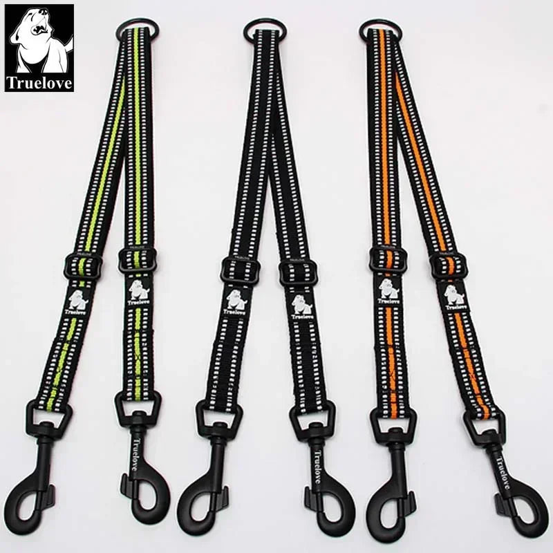 Truelove Reflective Nylon Double Dog Leash For Two Dogs Coupler No Tangle Pet Leash For All breed Training Running Dropshipping Peaceful Pleasures Health and Wellness