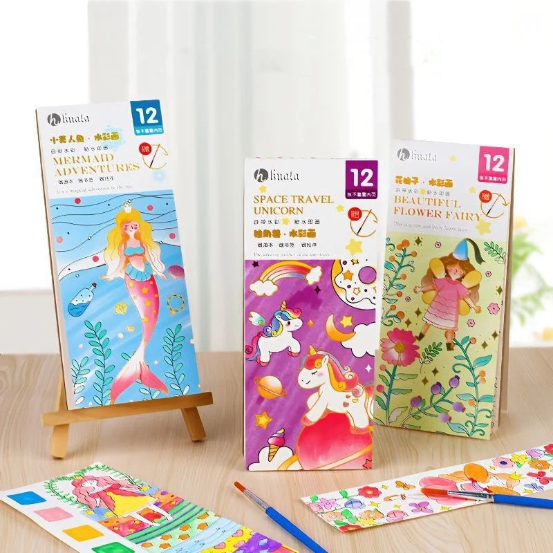 Bview Art Magic Water-activated Coloring Book Kids Reusable Gouache