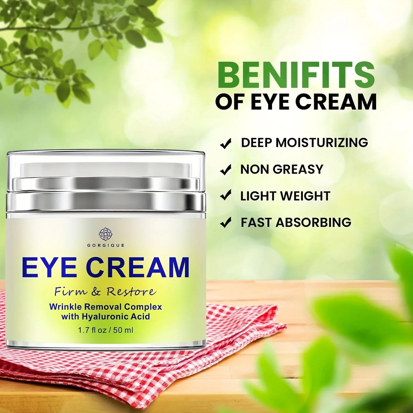 GORGIQUE Under Eye Cream Hyaluronic Acid – Firming & Brightening