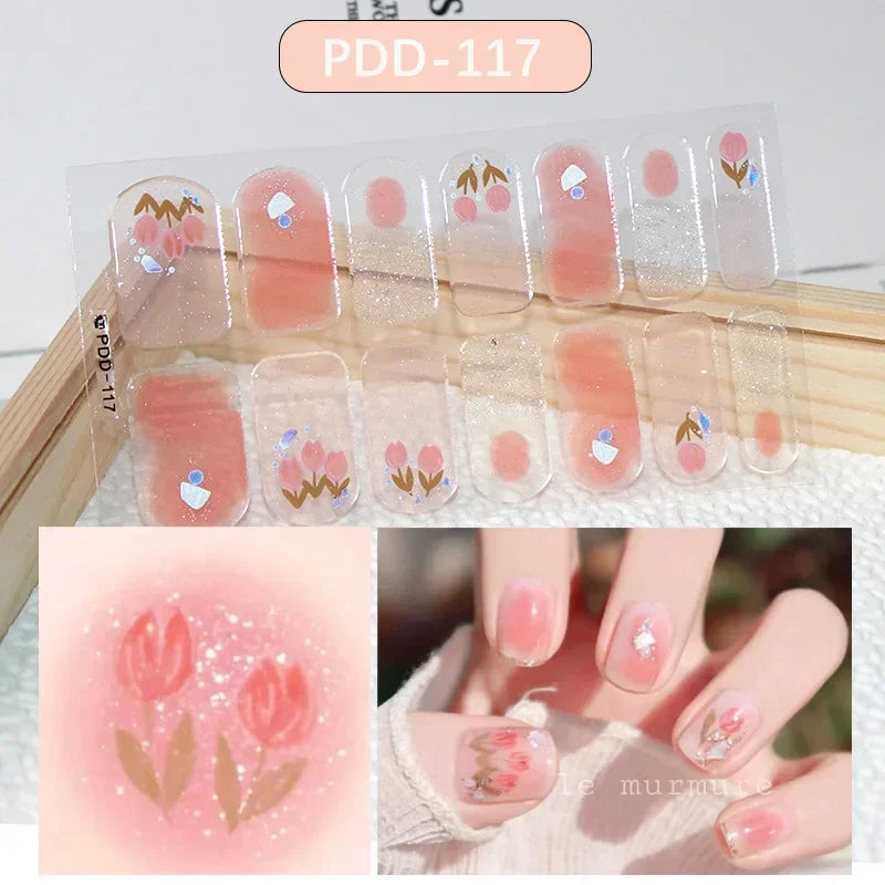 Self Adhesive Sparkling Glitter Full Cover Designer Art Nail Decoration Fashion Manicure Nail Stickers Peaceful Pleasures Health and Wellness PDD-117
