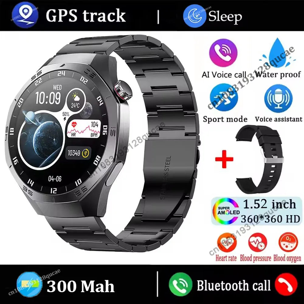 2026 New Smart Watch Men's 1.52 HD Screen Bluetooth Talk Heart Rate Monitor Men Women NFC Outdoor Sport Tracker Smart Watch MA27 Peaceful Pleasures Health and Wellness Black Steel