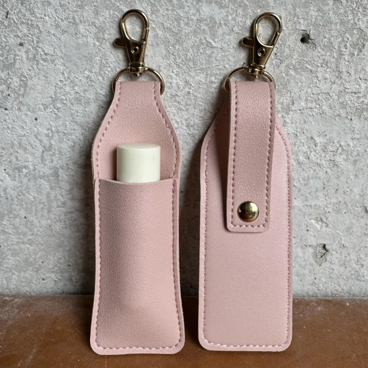 Leather Lipstick Holder Keychain Portable Lip Balm Chapstick Pouch for Women Girls, Travel Essential Keyring Organizer Peaceful Pleasures Health and Wellness