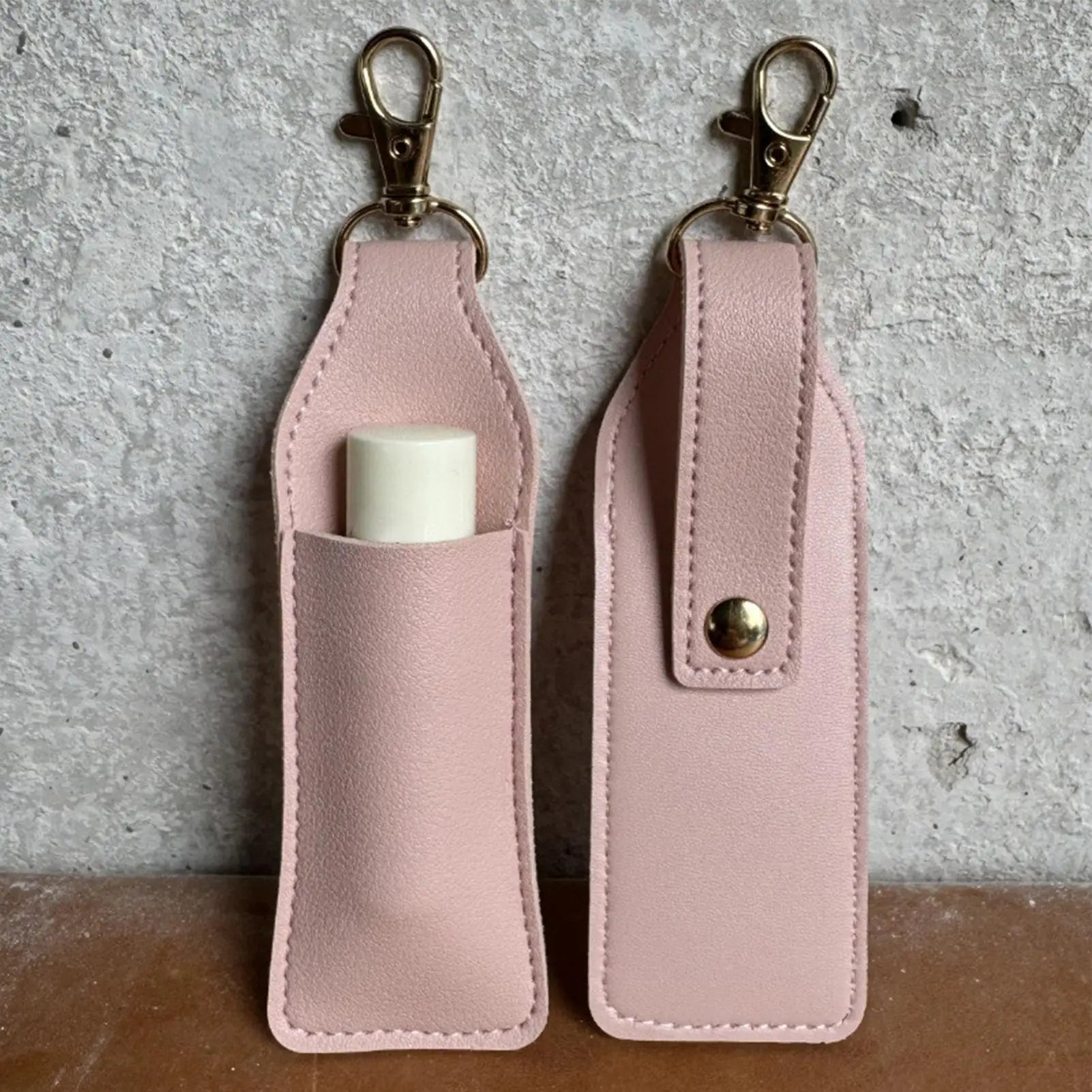 Leather Lipstick Holder Keychain Portable Lip Balm Chapstick Pouch for Women Girls, Travel Essential Keyring Organizer Peaceful Pleasures Health and Wellness