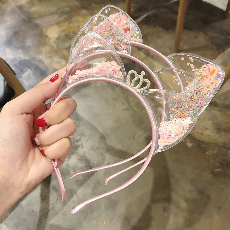 Cute Shining Sequin Cat Ears Hairband Girls Sweet Princess Headband