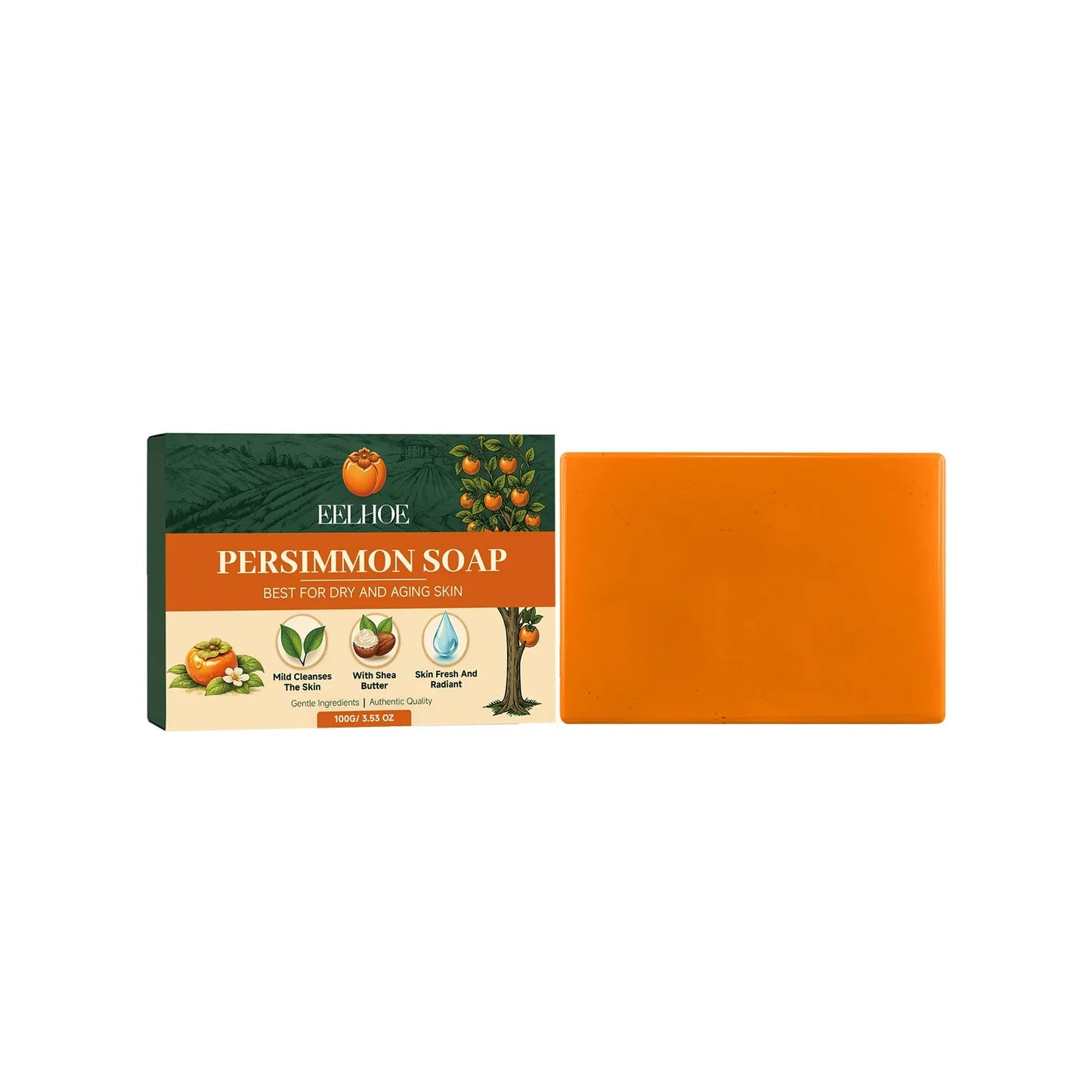 EELHOE Persimmon Soap Bar – Exfoliating, Deodorant & Moisturizing