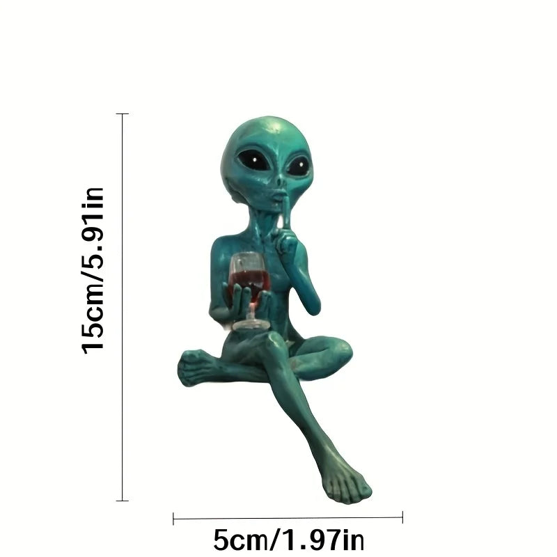1Pcs Alien Red Wine Statue—A Space-Themed Decorative Masterpiece, Suitable for Desktop/Bookshelf/Wine Cabinet, a Must-Have for Science Fiction Fans | Alien Sculpture | Science Fiction Themed Ornaments | Creative Gift Peaceful Pleasures Health and Wellness 1Pcs