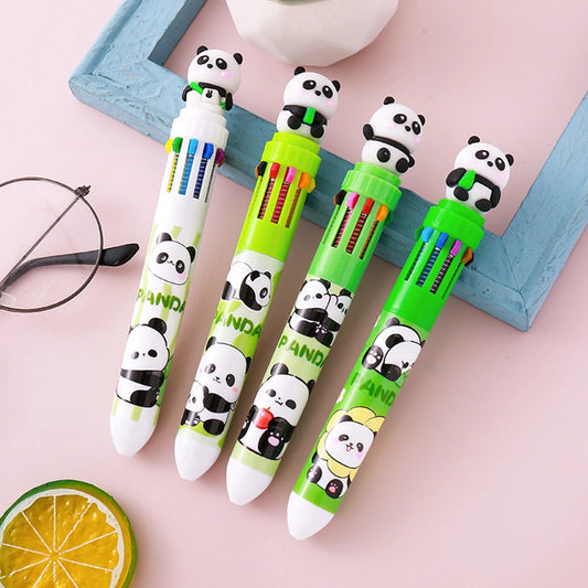 Cute Panda 10-in-1 Multicolor Ballpoint Pen | Kawaii Stationery Novelty Ballpoint Pen Oasis Select