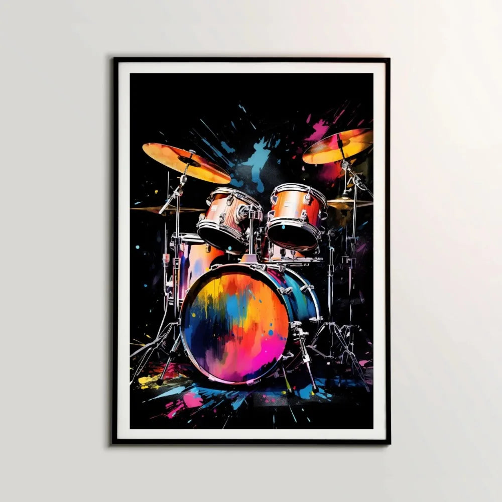 Musical Instruments Canvas Wall Art | Guitar Drum Saxophone Poster