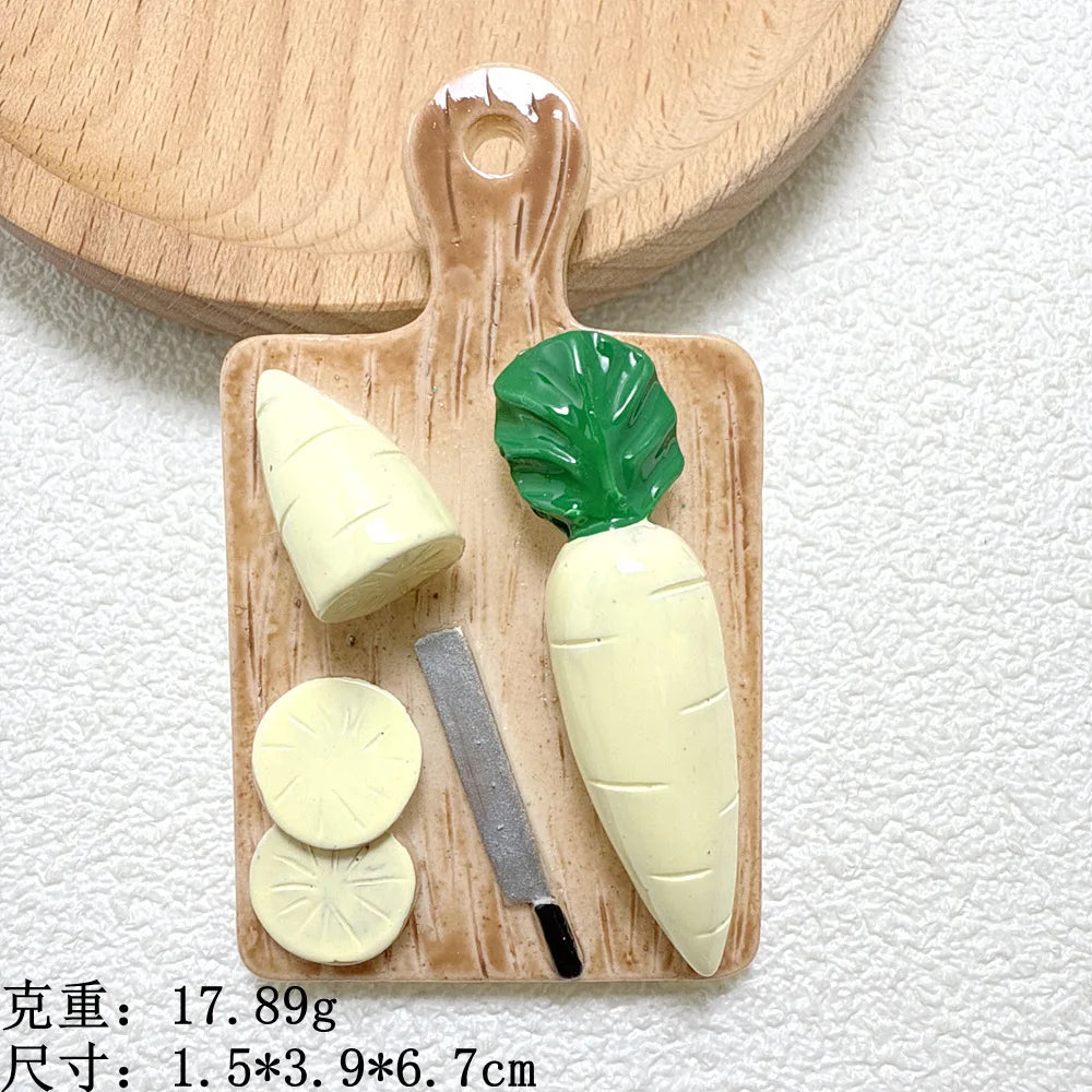 DIY Fridge Magnet Vegetable Cutting Board Potato Tomato Resin Car Vent Decor Storage Box Accessories Refrigerator Magnets 자석 Peaceful Pleasures Health and Wellness radish