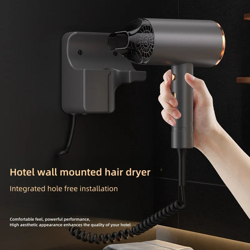 New Hotel And Hotel Hair Dryer 220V Wall Mounted High-Power Blue Light Negative Ion Hair Care Hair Dryer Without Punching Hole Peaceful Pleasures Health and Wellness