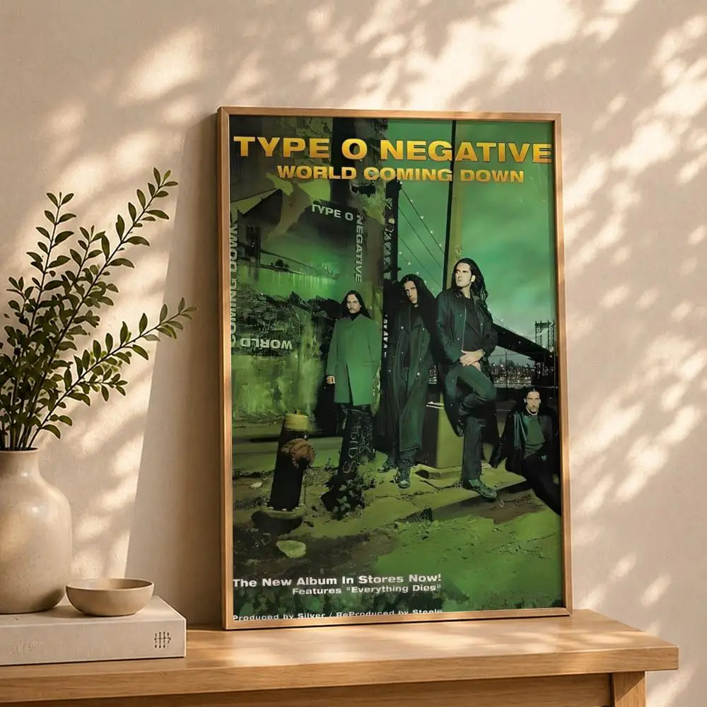 Band T-Type O NegativeS Poster HD Self Adhesive Waterproof Wall Art Ideal for Home Office Dorm Bedroom Great Gift Peaceful Pleasures Health and Wellness