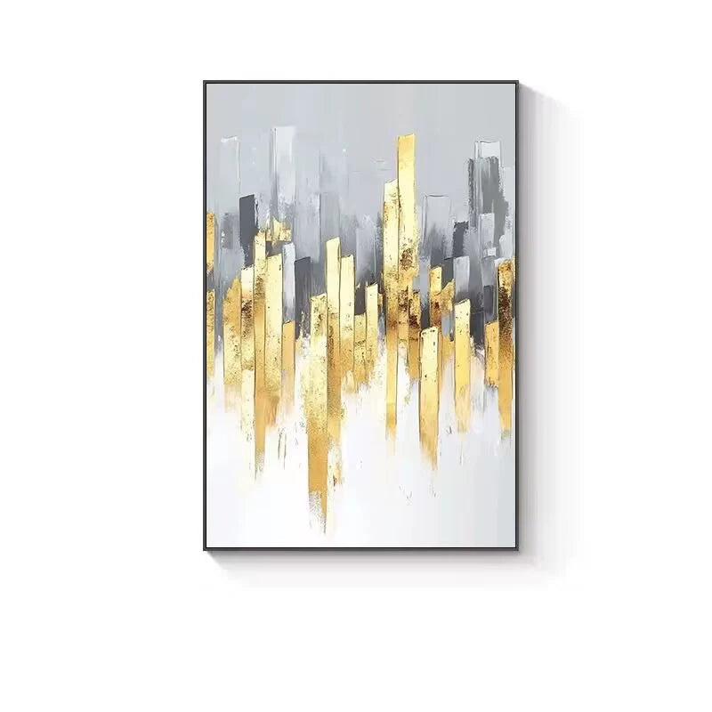 Beautiful Poster For Home Decor Pure Hand Painted Oil Painting On Canvas Gold Foil Picture High Quality Mural For Living Room Peaceful Pleasures Health and Wellness No frame 2 50cmx70cm