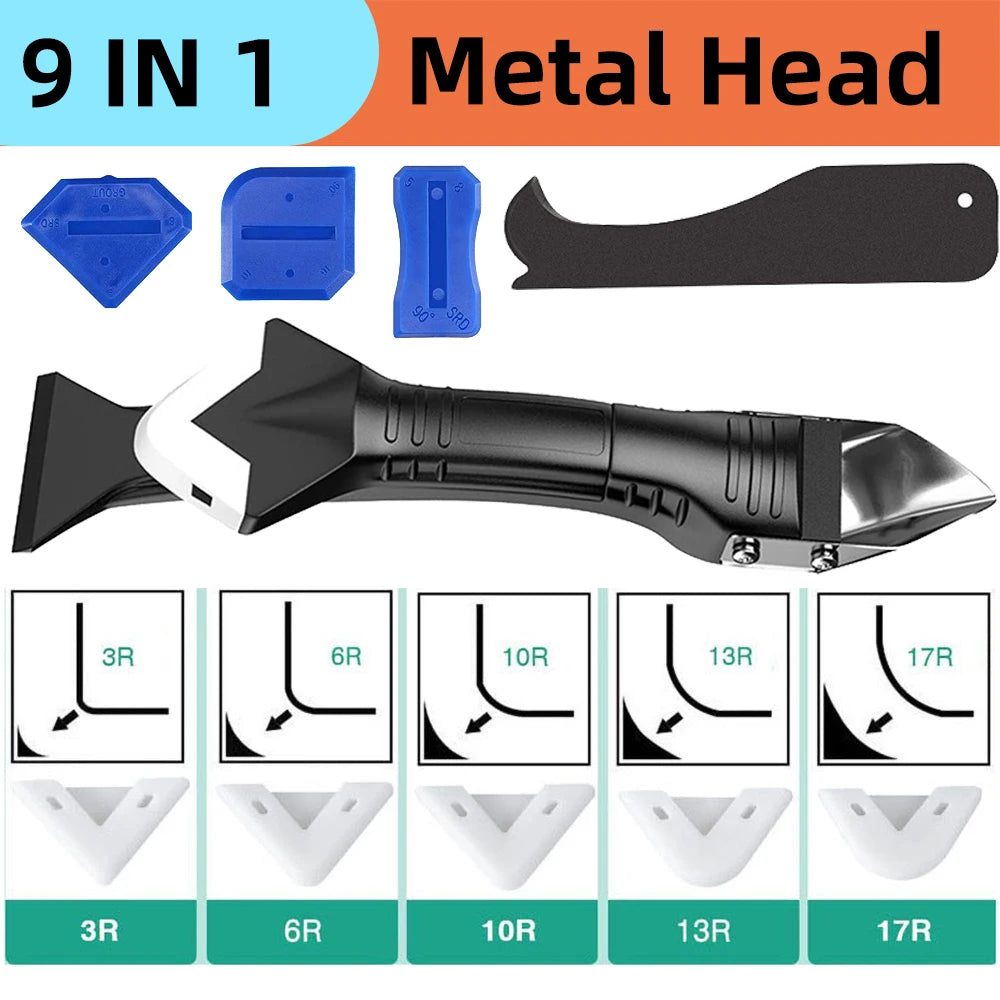 9-in-1 Caulk Finisher & Silicone Sealant Scraper Tool Set