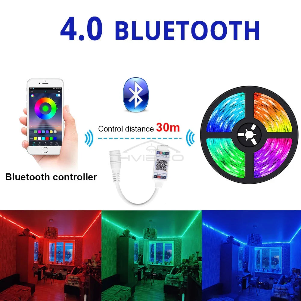 RGB LED Strip Light 5M/10M SMD 2835 Bluetooth DC 12V HVIERO