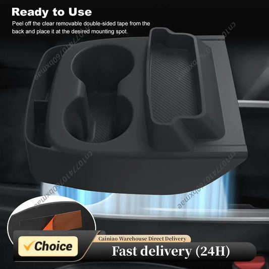For Tesla Model Y Standard 2025 Center Console Silicone Cup Holder Kit Anti-Scratch Storage Box Car Interior Accessories Peaceful Pleasures Health and Wellness