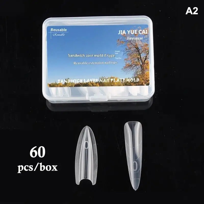 Sandwich Dual Nail Forms 60pcs – 15 Sizes, Top & Bottom Molds