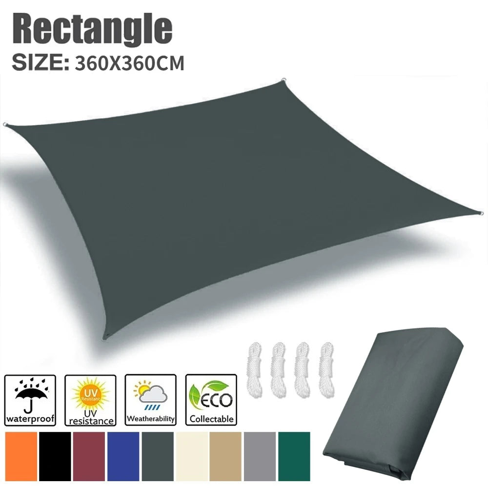 Rectangle Sun Shade Sail 98% UV Block Waterproof Outdoor Canopy