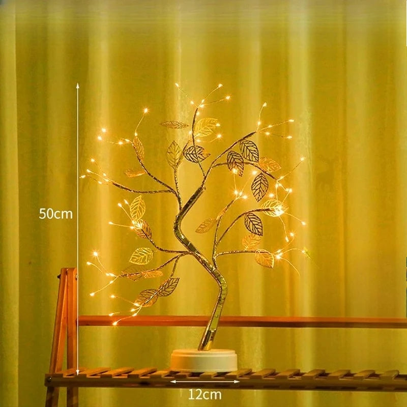 USB Copper Wire Gold Leaf Night Lamp – Eye-Safe Desk Light