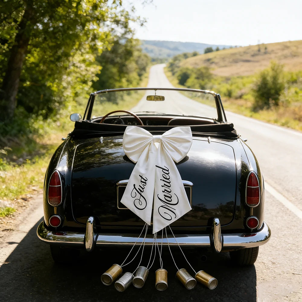 Just Married Car Bow Wedding Ribbon Decoration | Bridal Party Wedding Car Decoration Peaceful Pleasures Health and Wellness