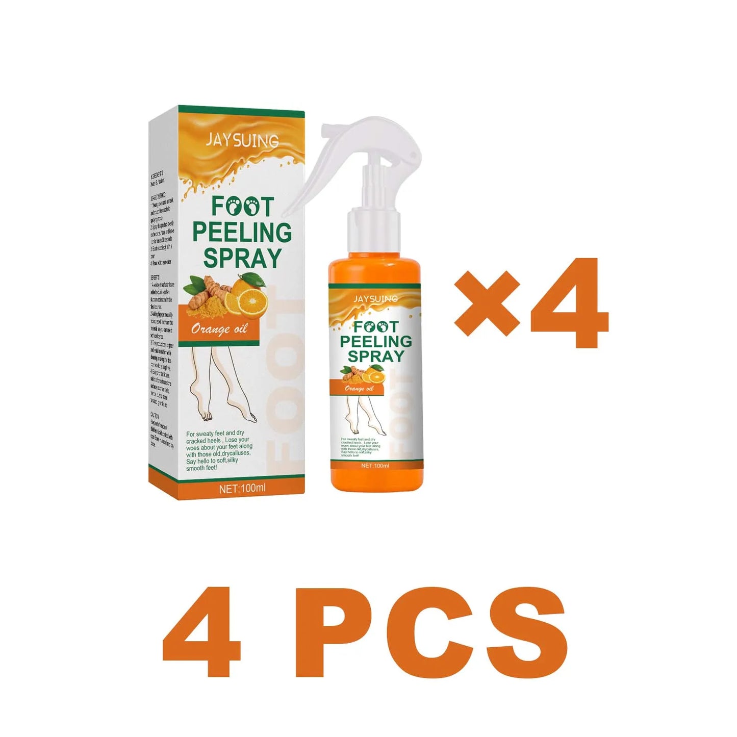 Jaysuing Exfoliating Foot Treatment Spray Remove Dead Skin Care Repair Skin Cracks Replenish Moisture Moisturize Soften Footcare Peaceful Pleasures Health and Wellness 4 PCS