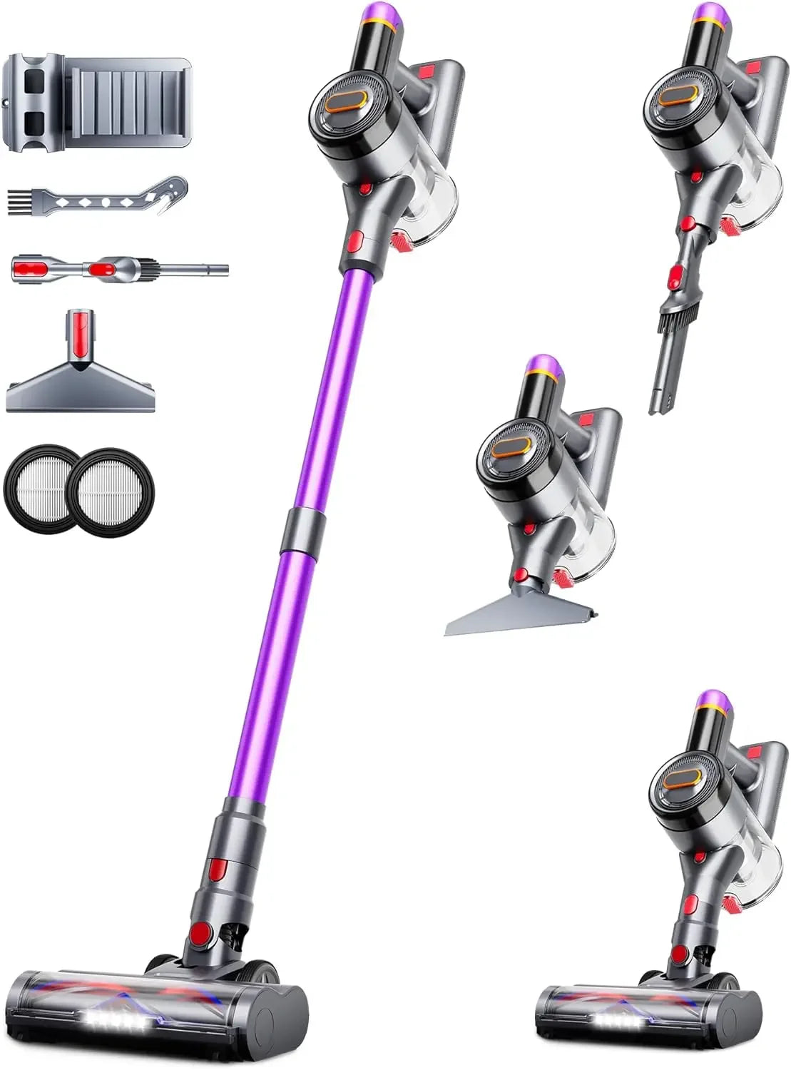 550W 45Kpa Cordless Vacuum Cleaner, 60-Min Runtime, Self-Standing, Anti-Tangle Brush for Home and Carpet Peaceful Pleasures Health and Wellness United States