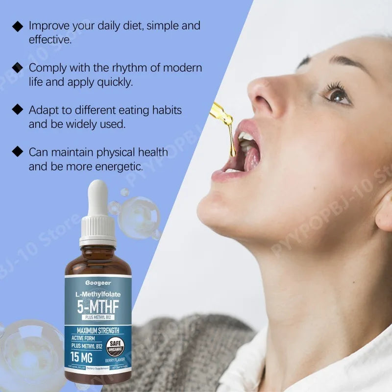 L-Methylfolate 5-MTHF & Methyl B12 Liquid Drops | 60 Servings