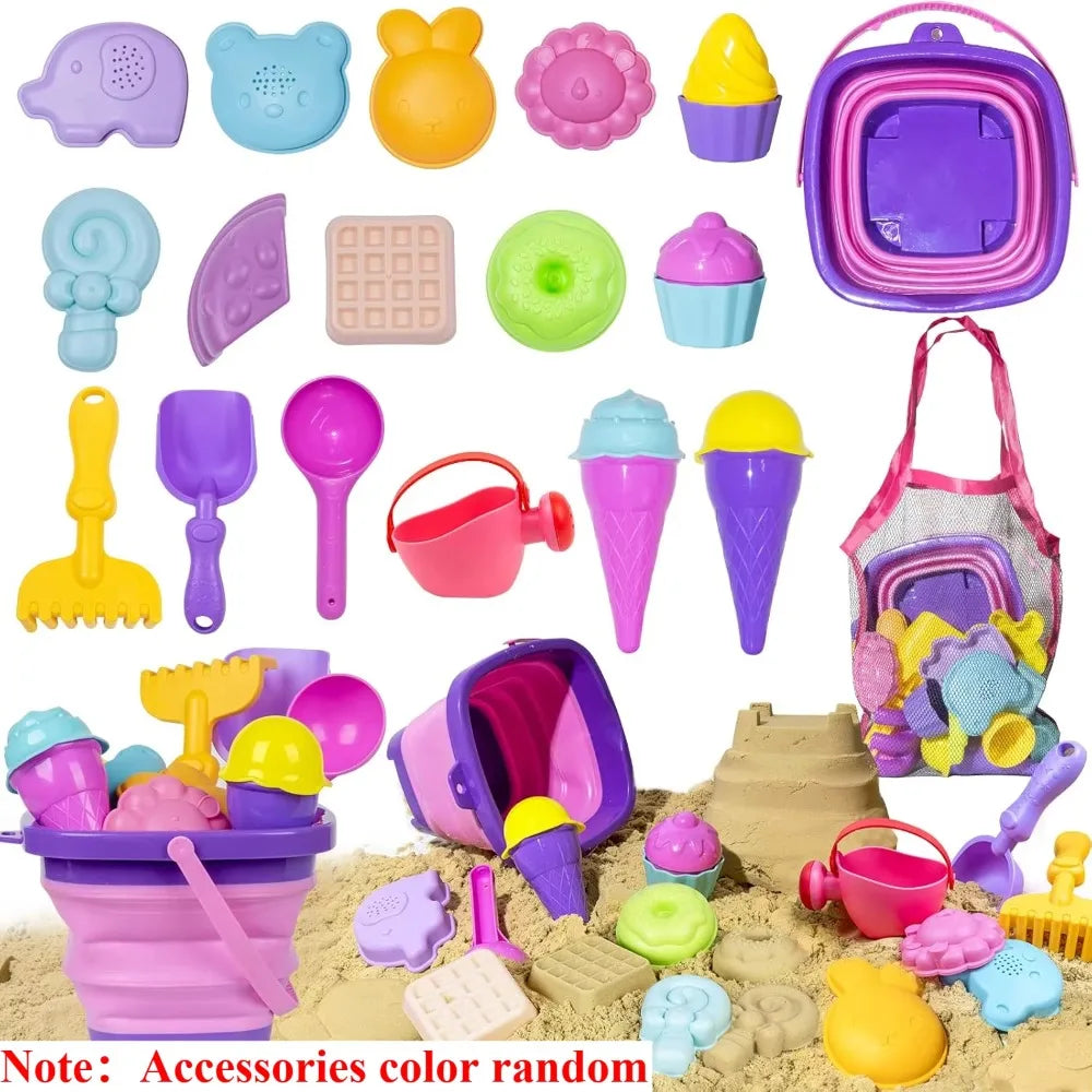 20-Piece Kids Beach Toys Set | Sand Molds, Ice Cream & Bucket