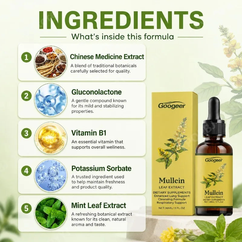 Mullein Herbal Formula Plant-Based Liquid Drops 30ml | Daily