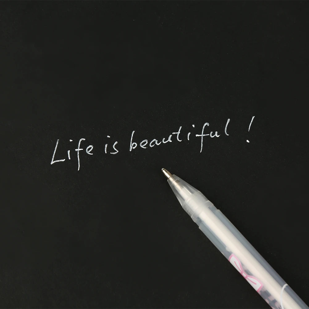 Useful White Plastic Highlighter Pen Highlighter Marker Gel Pen Glitter Marker Portable for Students Lightweight Peaceful Pleasures Health and Wellness