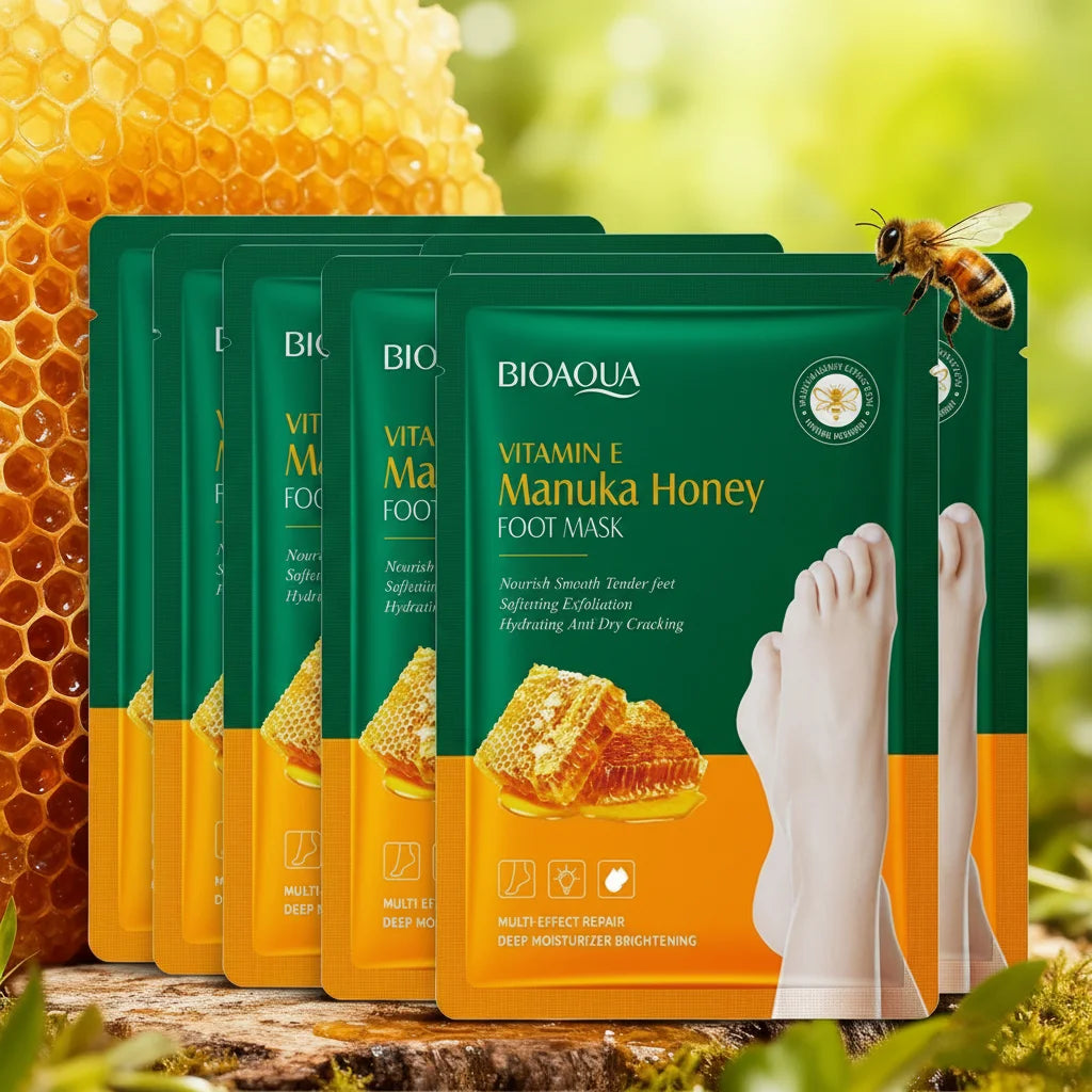 Vitamin E & Manuka Honey Foot Mask | Moisturizing & Exfoliating