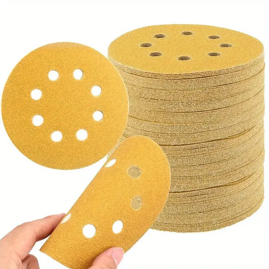 8 Holes Yellow Sandpaper Sanding Discs Grinder Car Woodworking Metal Peaceful Pleasures Health and Wellness