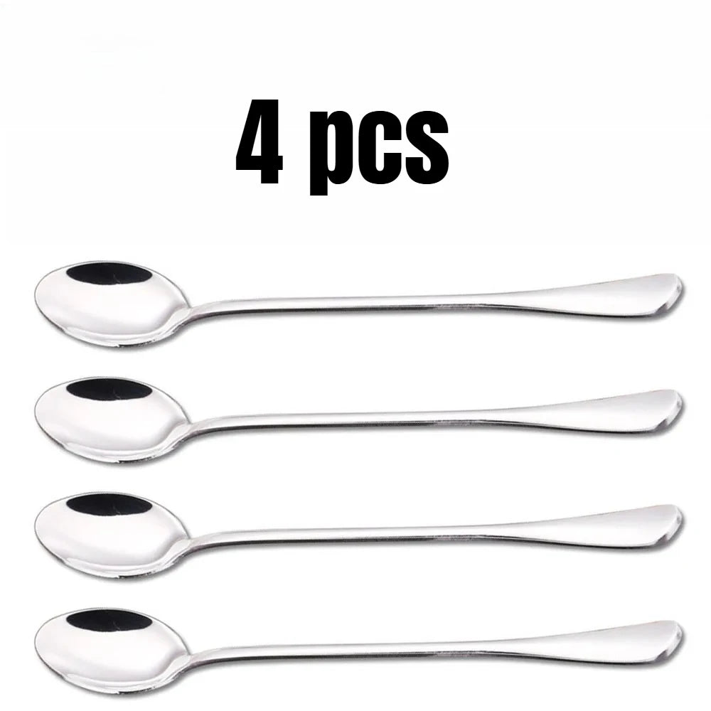 6pcs Stainless Steel Ice Tea Scoop Dessert Spoon Food Grade Ice Cream Candy Tea Spoon Milkshake Coffee Multi-Purpose Spoon Peaceful Pleasures Health and Wellness 4 pcs Pointed spoon