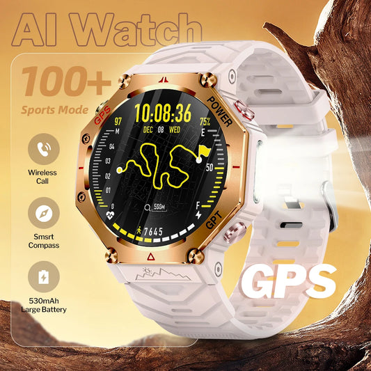 KC91 AI Smart Watch | GPS, Bluetooth Call, IP68, Heart Rate AI Smart Watch Peaceful Pleasures Health and Wellness Pink