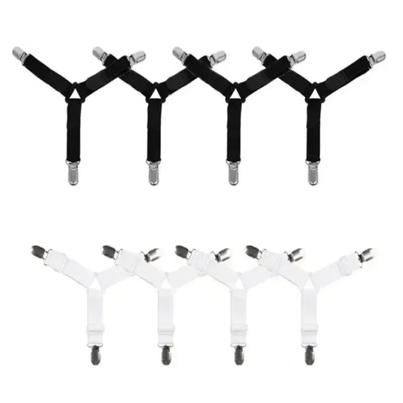 4-Pack Triangular Bed Sheet Fasteners & Adjustable Mattress Clips