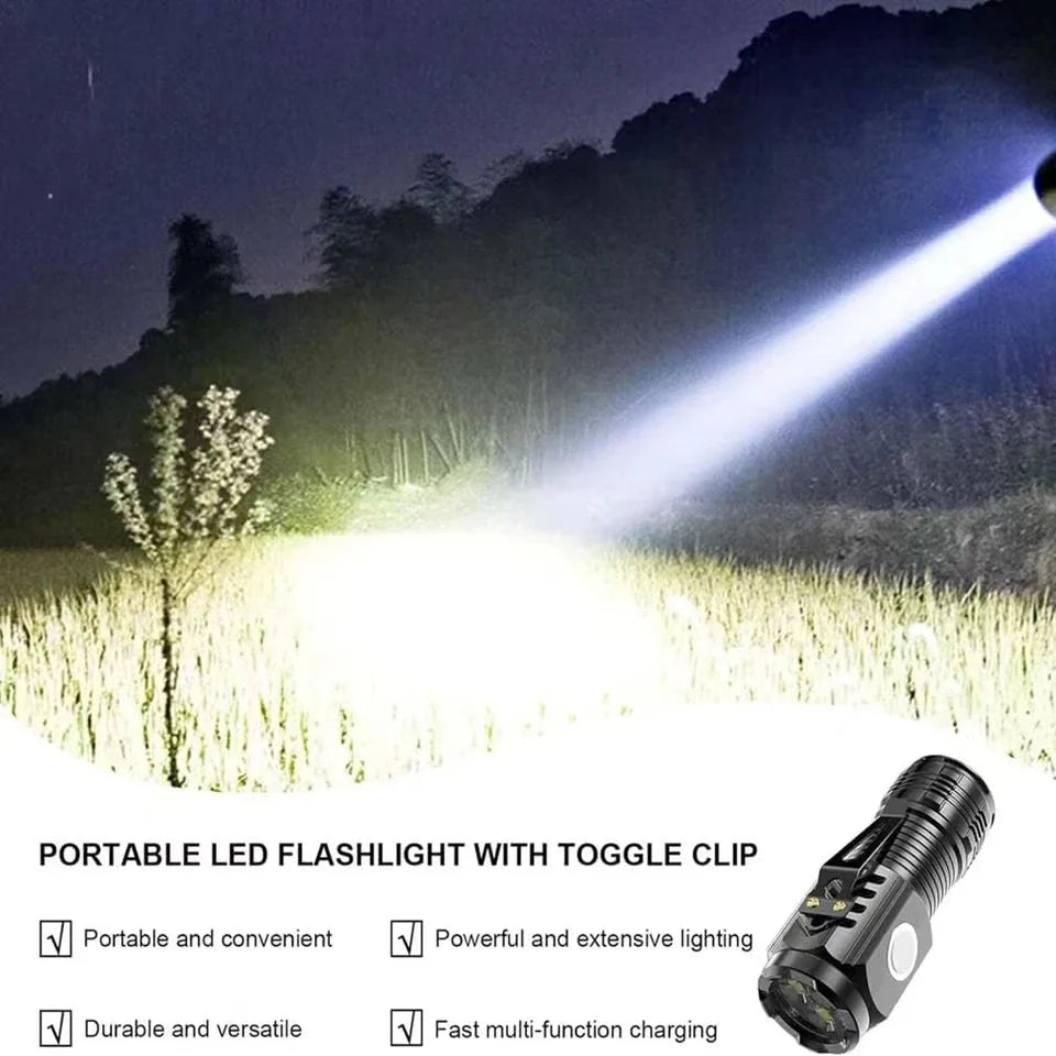 Rechargeable LED Flashlight Cap Clip – Mini Portable Outdoor