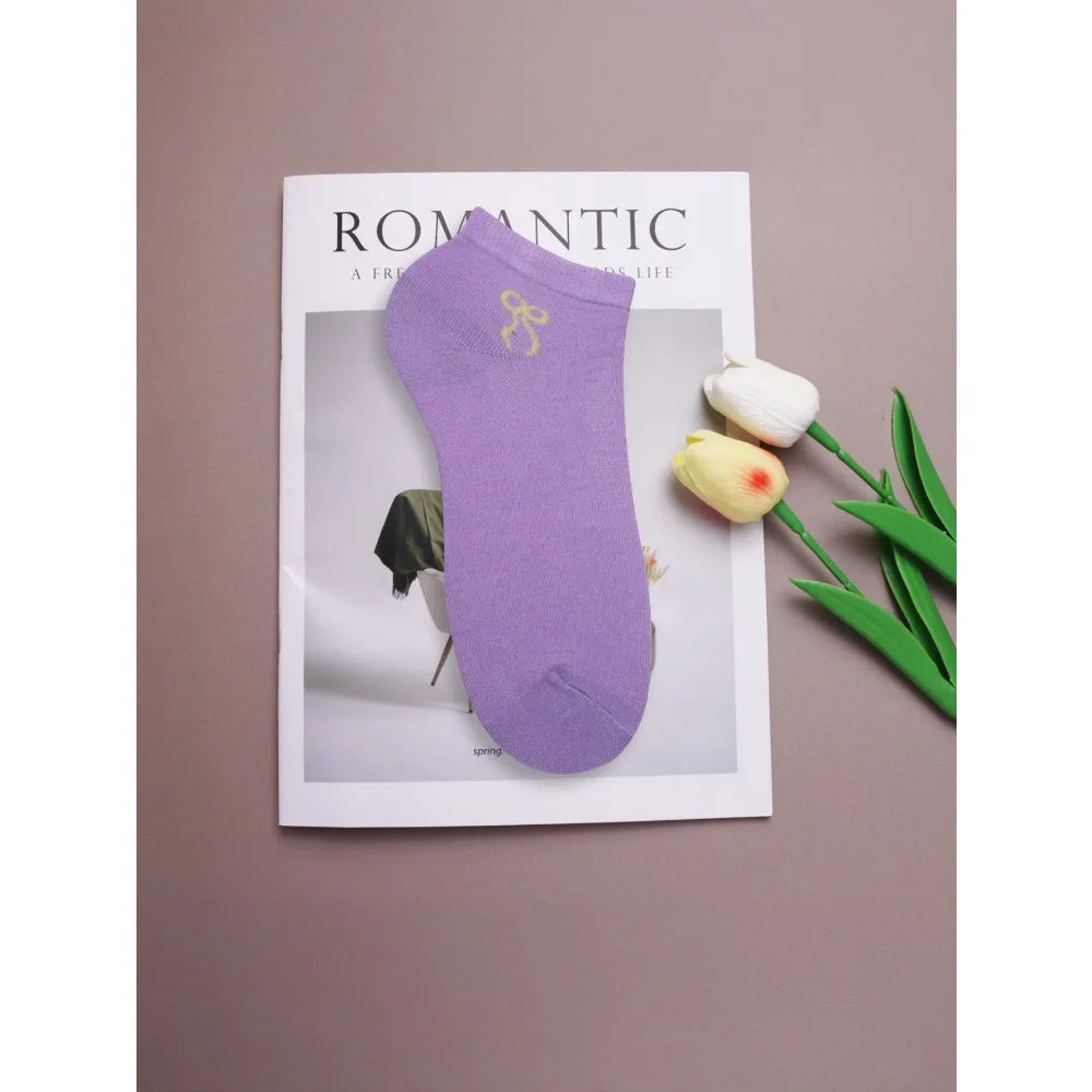 Korean Bowknot Ankle Socks – Candy Color Cute Women's Socks