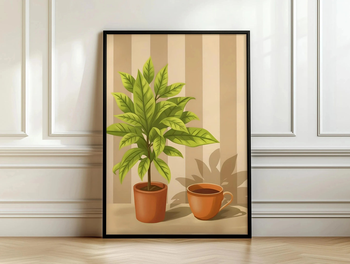 1pc Frameless Retro Coffee Printing,Warm Stripes,Food and Beverage Kitchen Poster,Restaurant Art,Coffee Lover Gift,Minimalist Peaceful Pleasures Health and Wellness