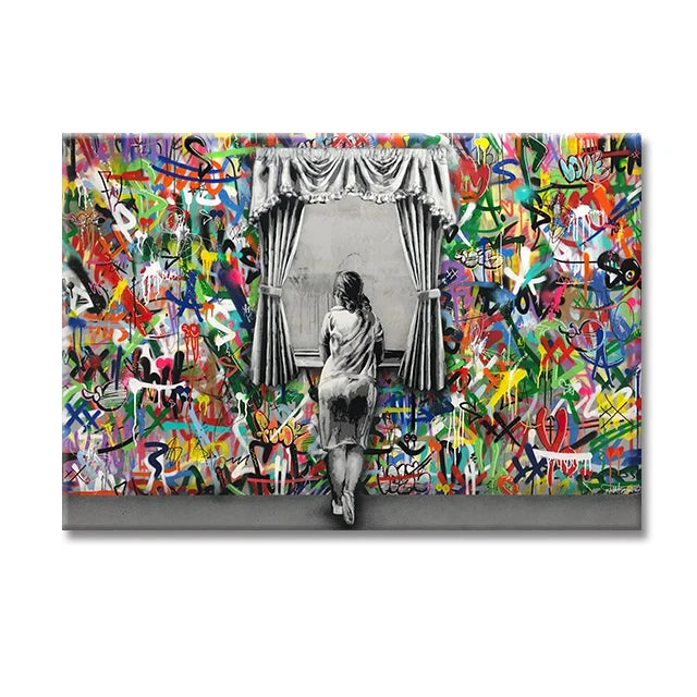 Banksy Monkey "Life Is Short" Graffiti Canvas Wall Art Print Canvas Wall Art Peaceful Pleasures Health and Wellness 7 50x70cm