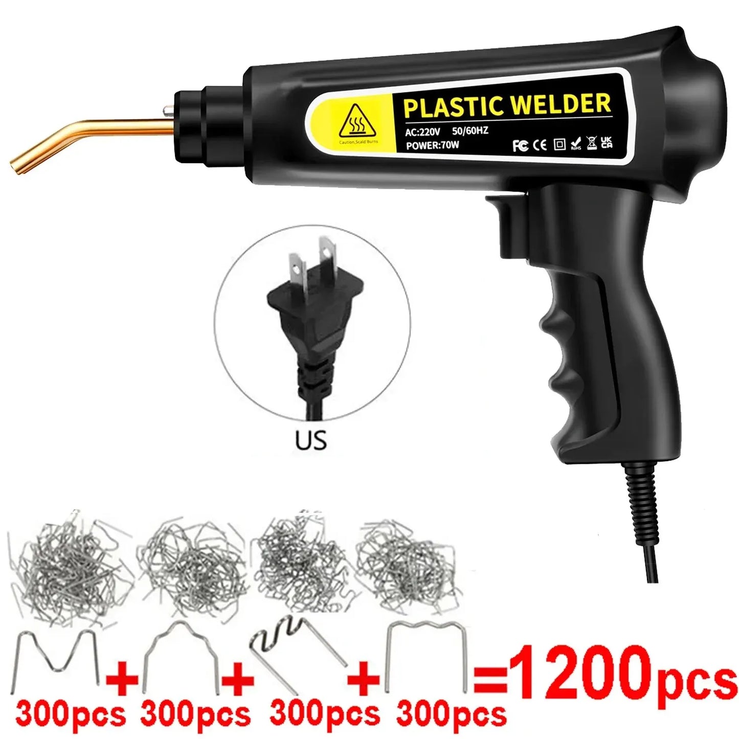 New Heat Gun Plastic Welding Machine Bumper Soldering Iron Staples Bumper Repair Car Tools Kit HOT Stapler Plastic Welder Peaceful Pleasures Health and Wellness 110V with 1200Pcs
