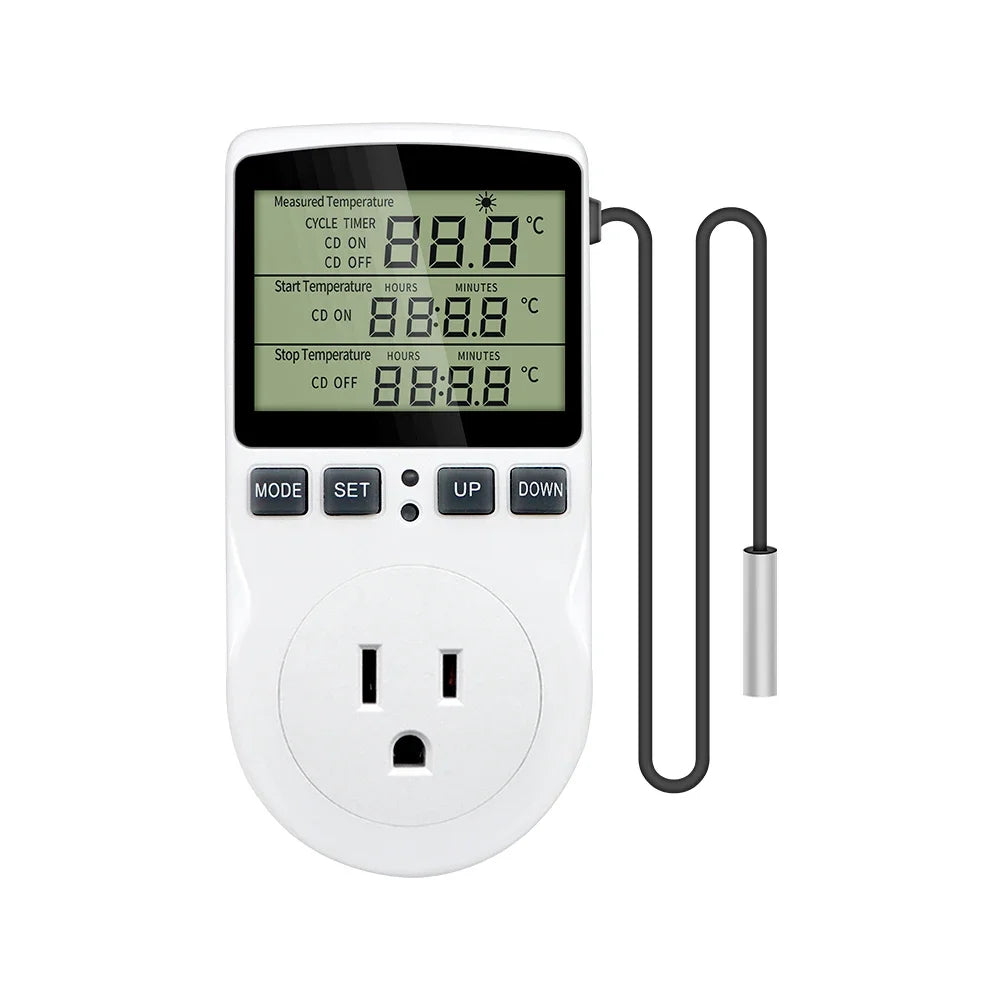 Timer Socket Digital Thermostat 220v Temperature Controller Socket Outlet With Timer Switch Cooling Heating Temperature Sensor Peaceful Pleasures Health and Wellness US plug