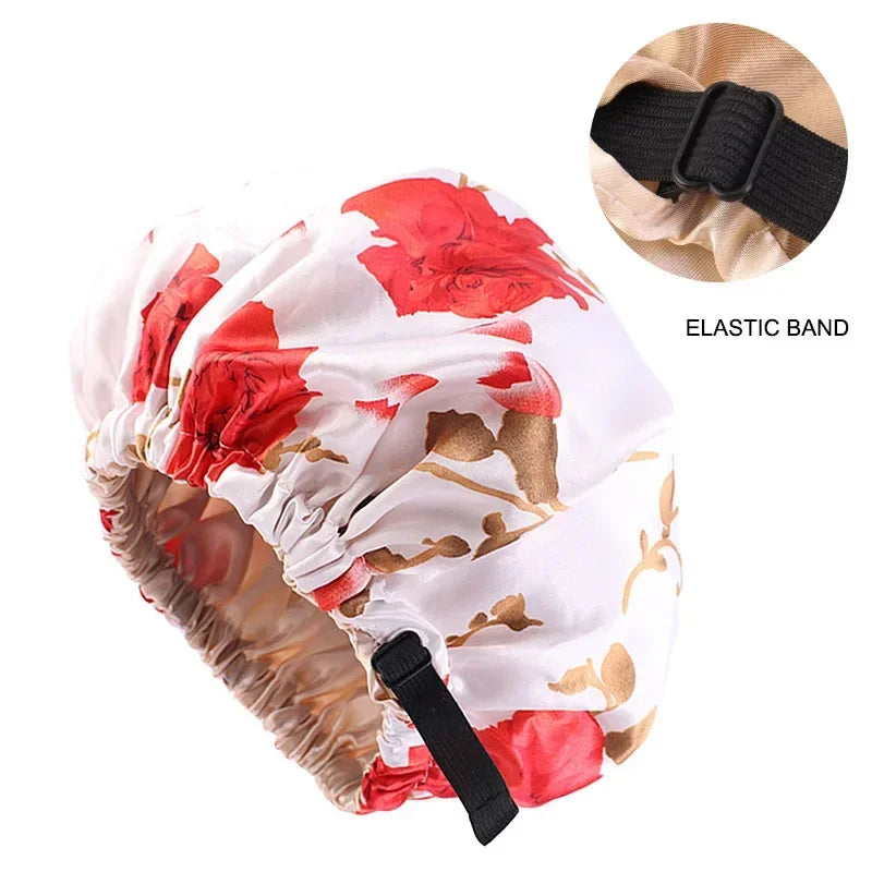 Double Layer Satin Sleep Bonnet | Adjustable Night Cap