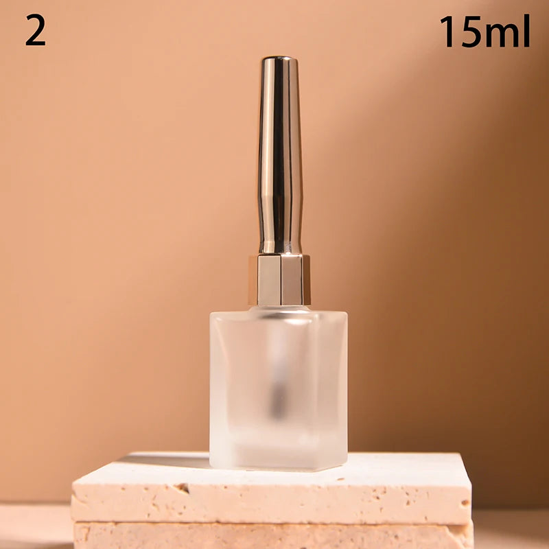 15ml Frosted Glass Nail Polish Bottle with Brush – DIY Nail Art