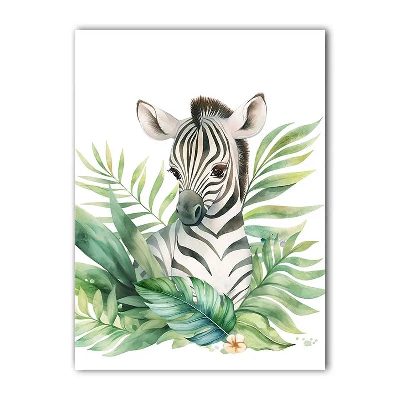 Safari Animal Canvas Wall Art | Nursery Giraffe Elephant Zebra Print Nursery Canvas Print Peaceful Pleasures Health and Wellness 04 21X30cm No Frame China Mainland