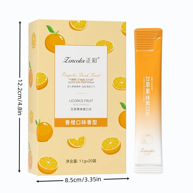 20PCS Orange Flavored Mouthwash Portable Box Fresh Breath Disposable Oral Care Mouthwash Peaceful Pleasures Health and Wellness