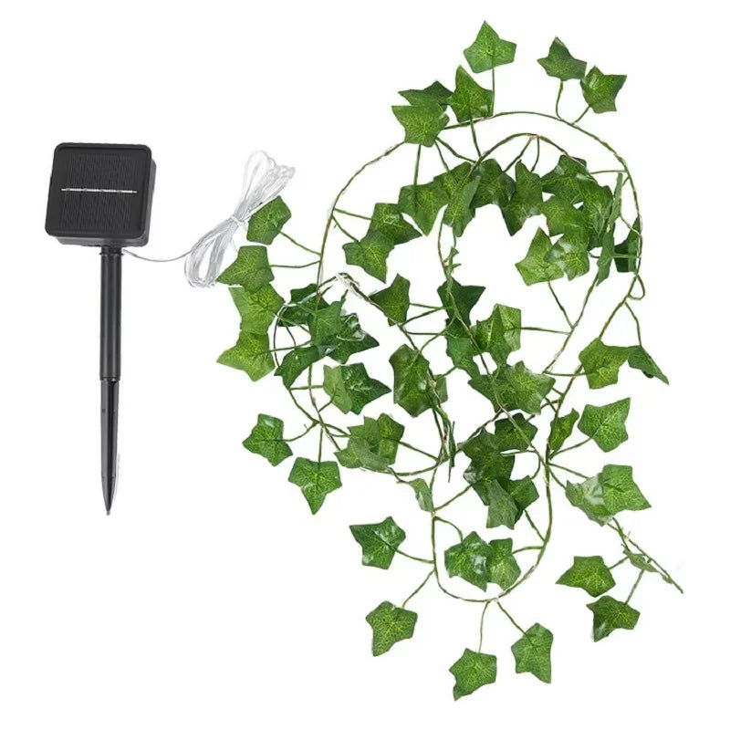 Solar Floral Green Leaf Fairy String Lights – Vine Garland
