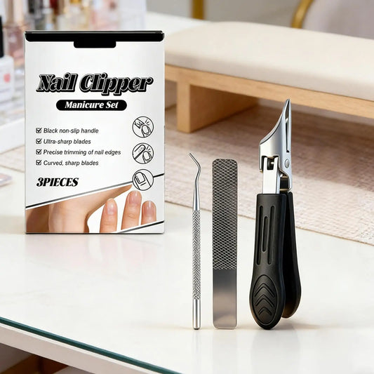 Angled Nail Clippers | Wide Opening Anti-Splash Trimmer Set Nail Clipper Set Oasis Select