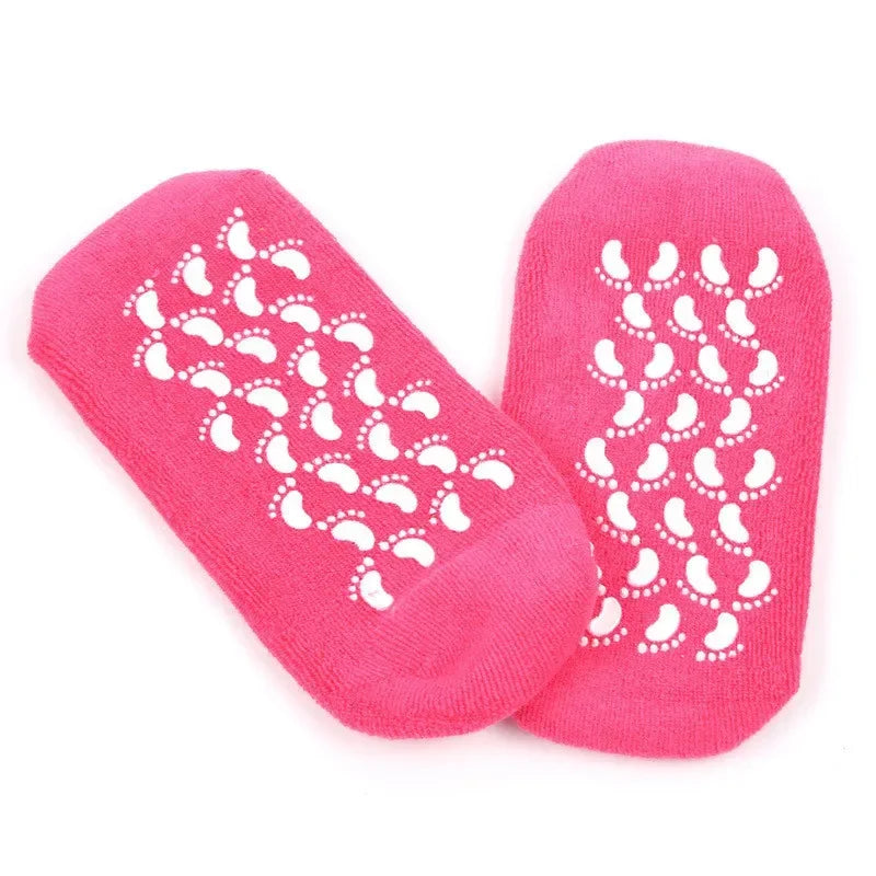 1 pair Reusable SPA Gel Socks Moisturizing Whitening Exfoliating Velvet Smooth Beauty Foot Care Silicone Socks Feet Care Peaceful Pleasures Health and Wellness Red